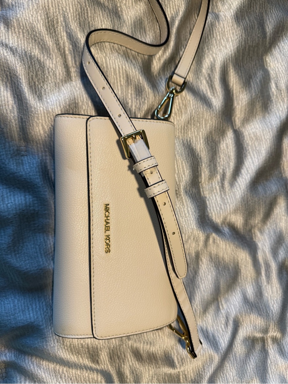 Michael Kors Cream Leather Crossbody with Gold Hardware